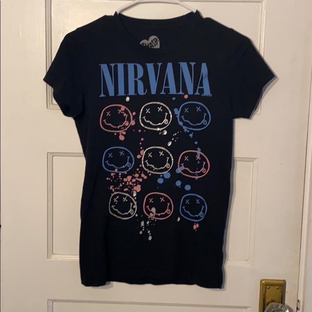 Chaser Nirvana splatter smiley faces t shirt